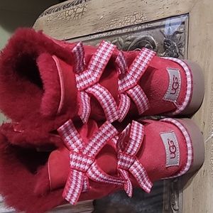 Girls Ugg Baily Bows Red